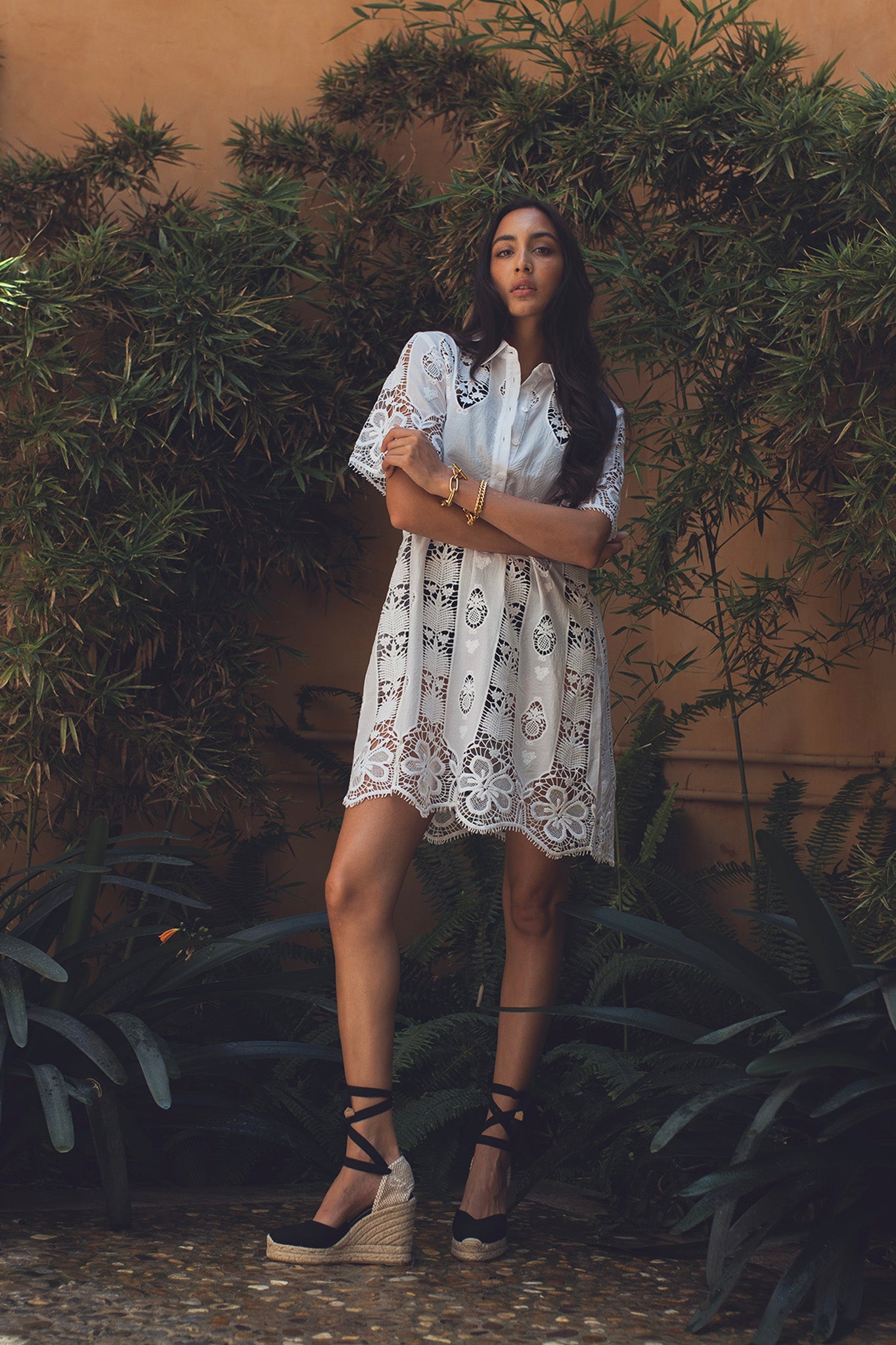 elle mini dresses White A-Line Mini Dress with Mock Neck | Elegant White Dress for Events