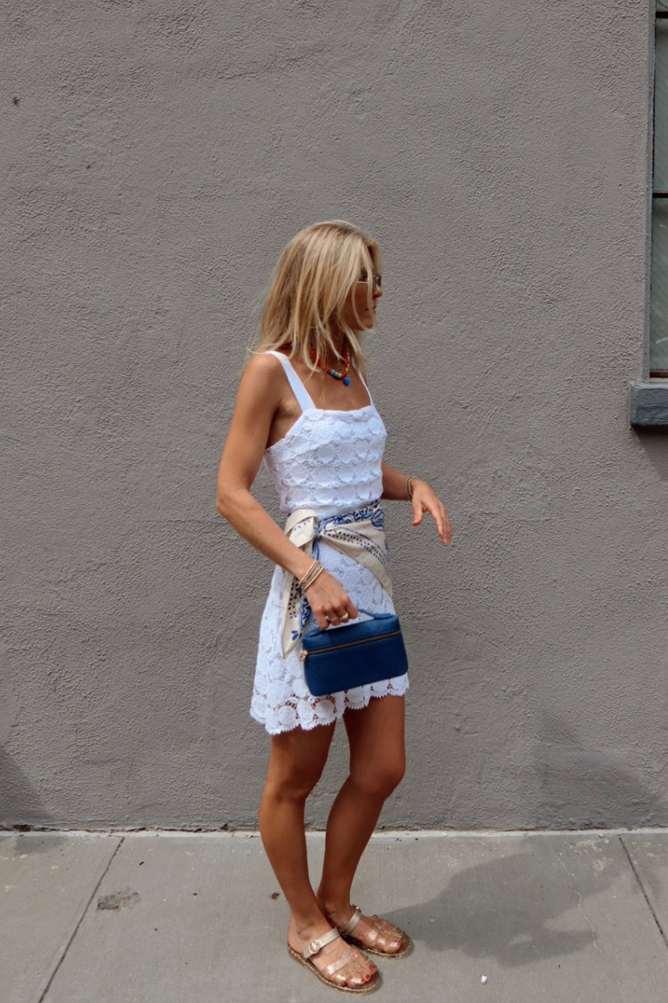 miguelina white lace dress Brielle Falcon Embroidery Mini Dress