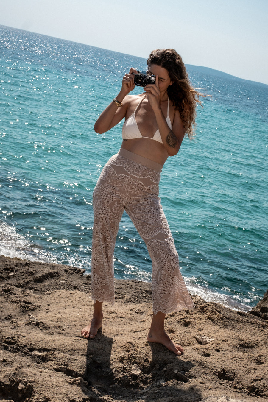 Alegra Eyelet Crop Flare Pant
