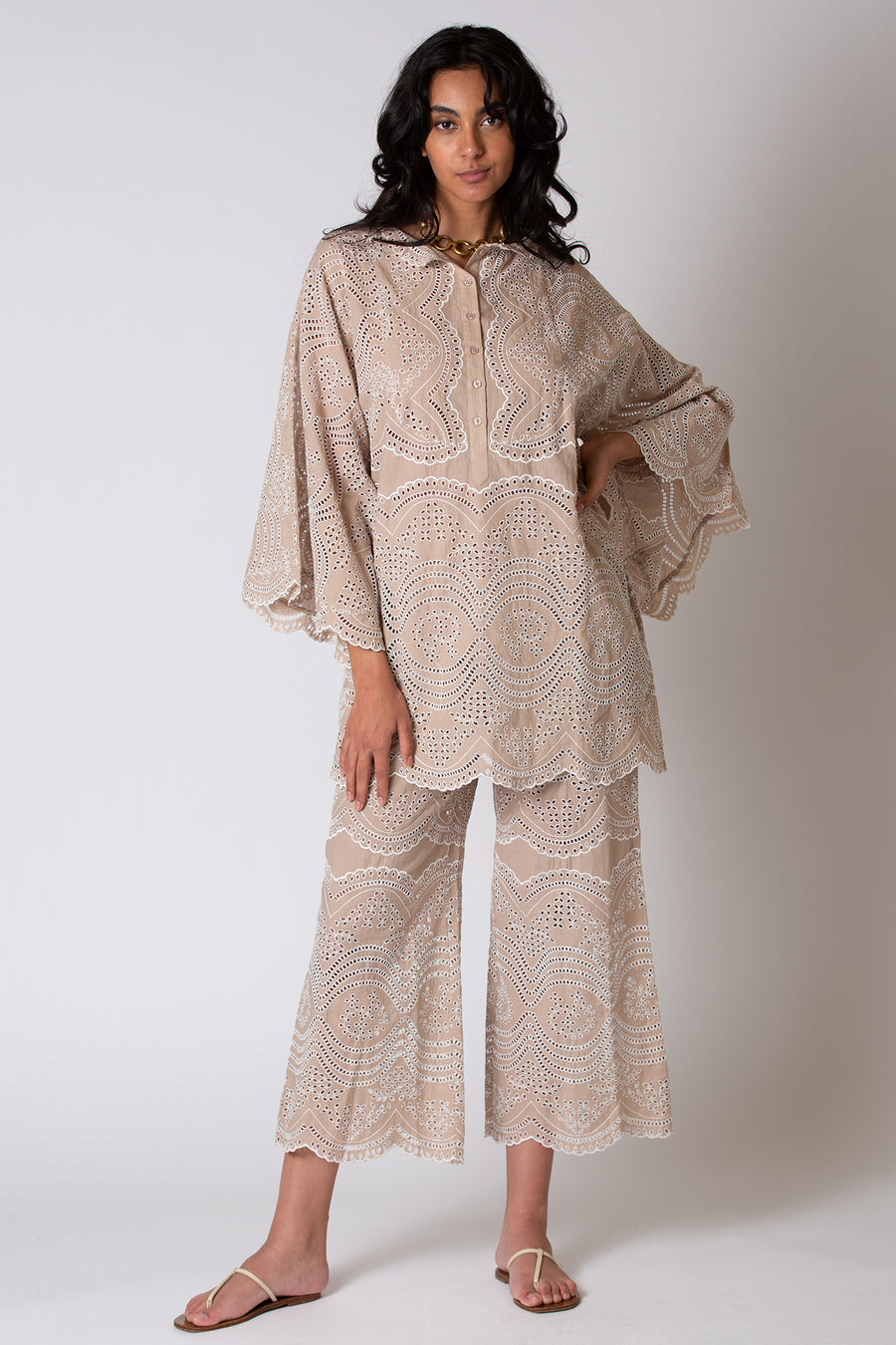Alegra Eyelet Crop Flare Pant