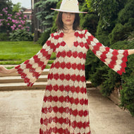 Arelis Two-Tone Cosmos Flower Lace Caftan - Paprika – Miguelina