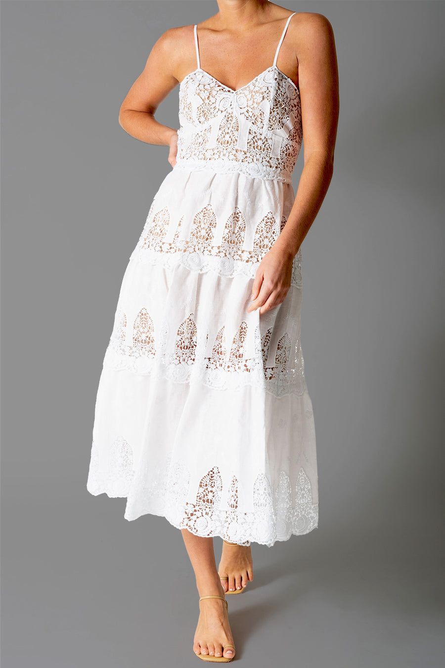 Lotte Linen Embroidered Dress - Pure White Miguelina Lotte Linen Embroidered Dress - Pure White Miguelina