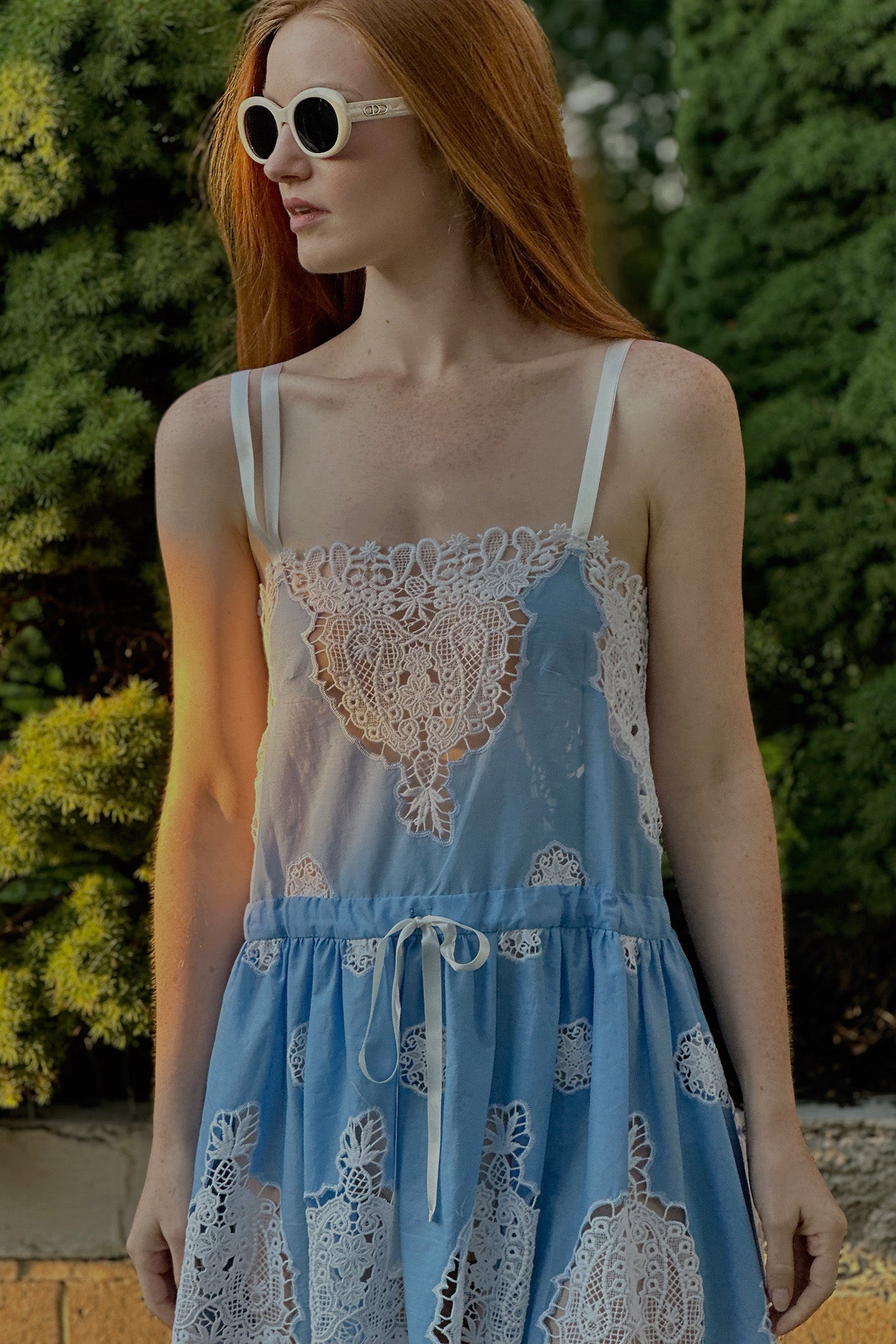 Brielle Versailles Cotton Embroidery Mini Dress - Periwinkle
