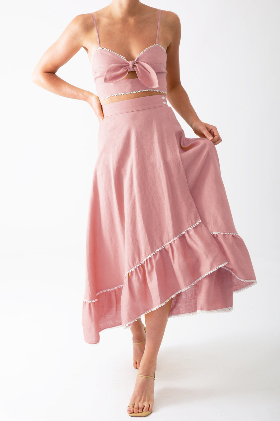 Irene Linen Bralette - Petal Pink