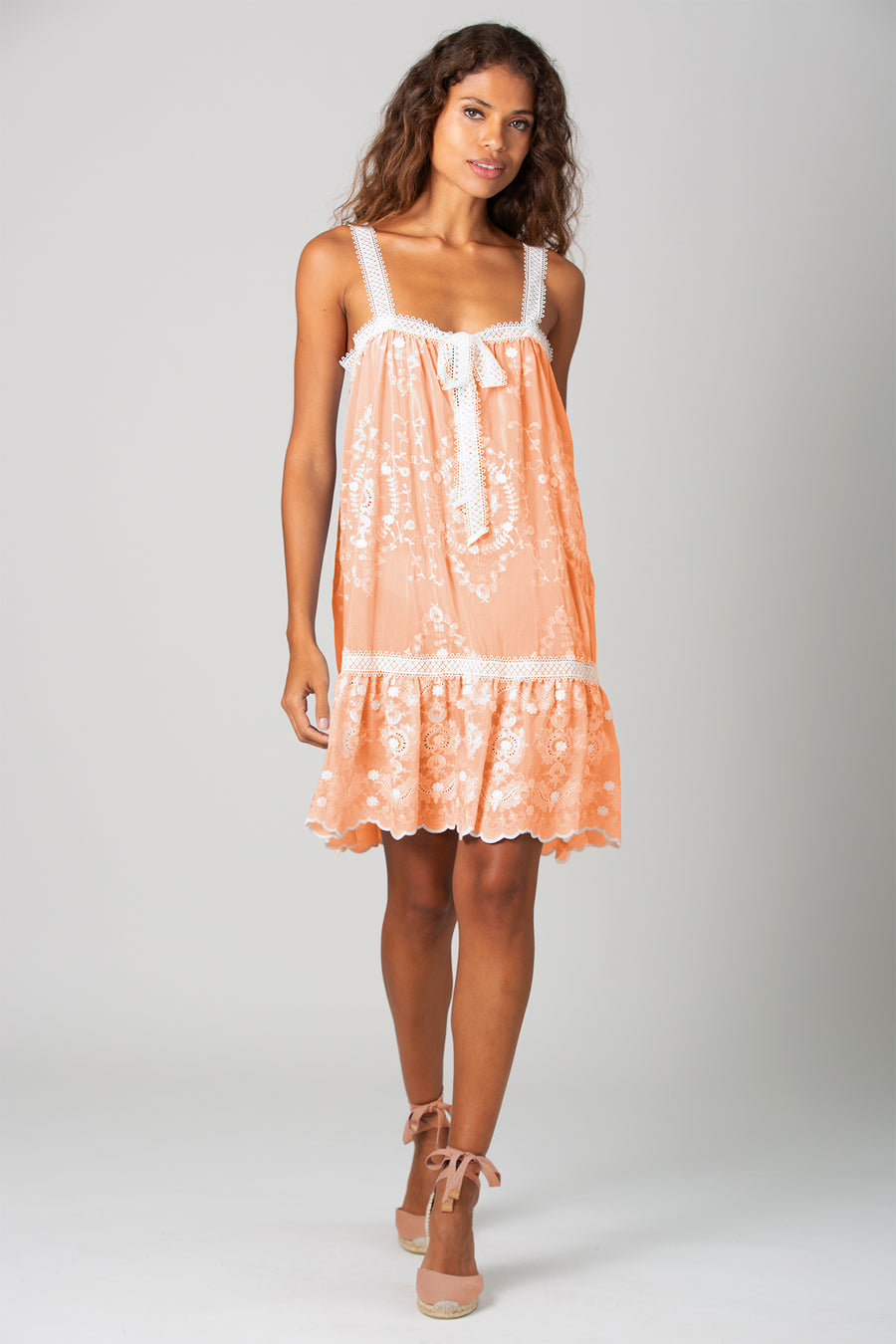 miguelina crochet dress Miguelina Fatema Belted Crochet-Trimmed Cotton Maxi Dress - Green