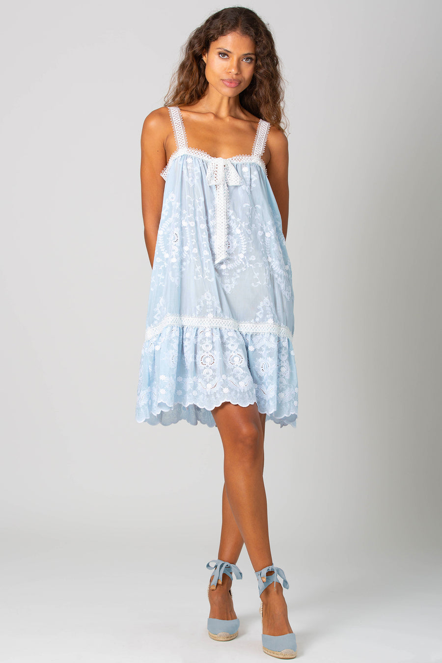 Havana Floating Flower Voile Embroidery Mini Dress