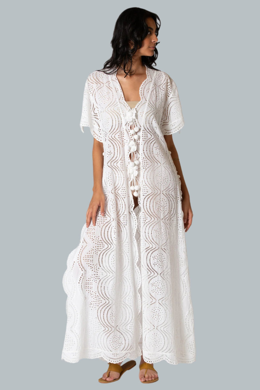Imani Eyelet Scalloped Coat