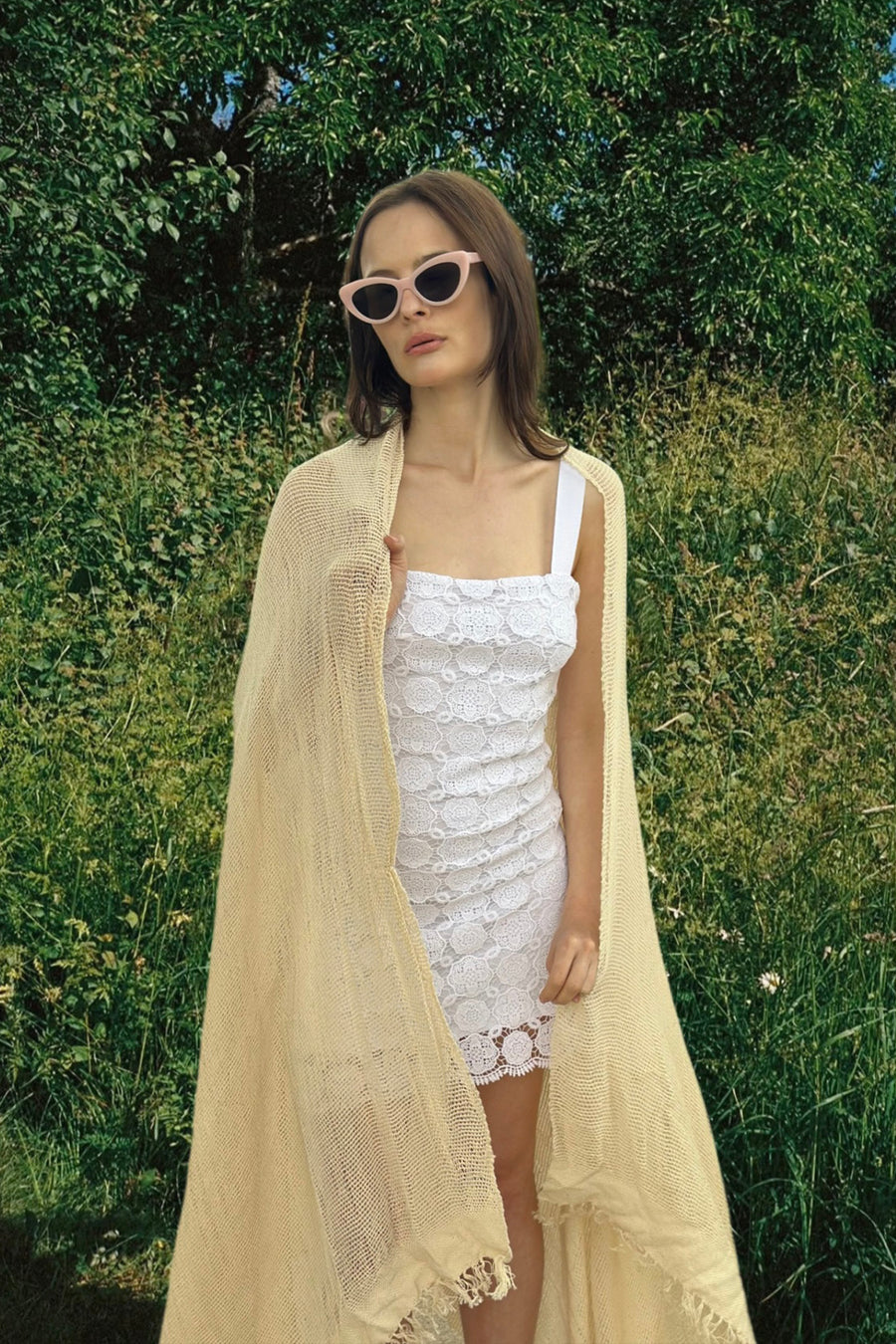 Kira Doily Lace Mini Dress - Pure White Miguelina Kira Doily Lace Mini Dress - Pure White Miguelina