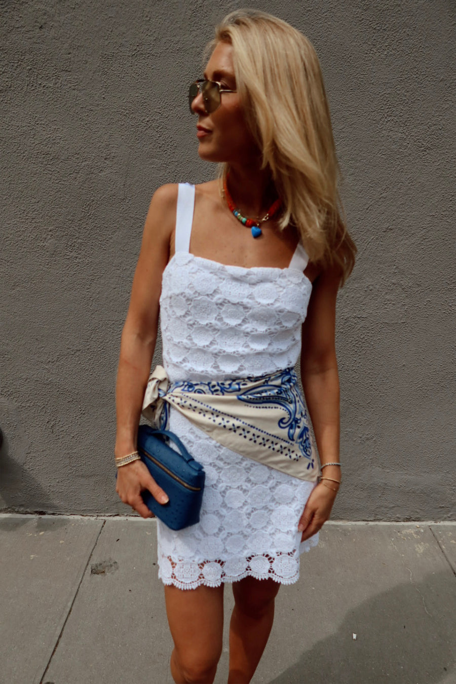 Kira Doily Lace Mini Dress - Pure White Miguelina Kira Doily Lace Mini Dress - Pure White Miguelina