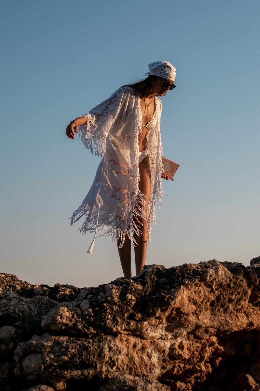Naida Andalusia Fringe Embroidery Coverup - Pure White
