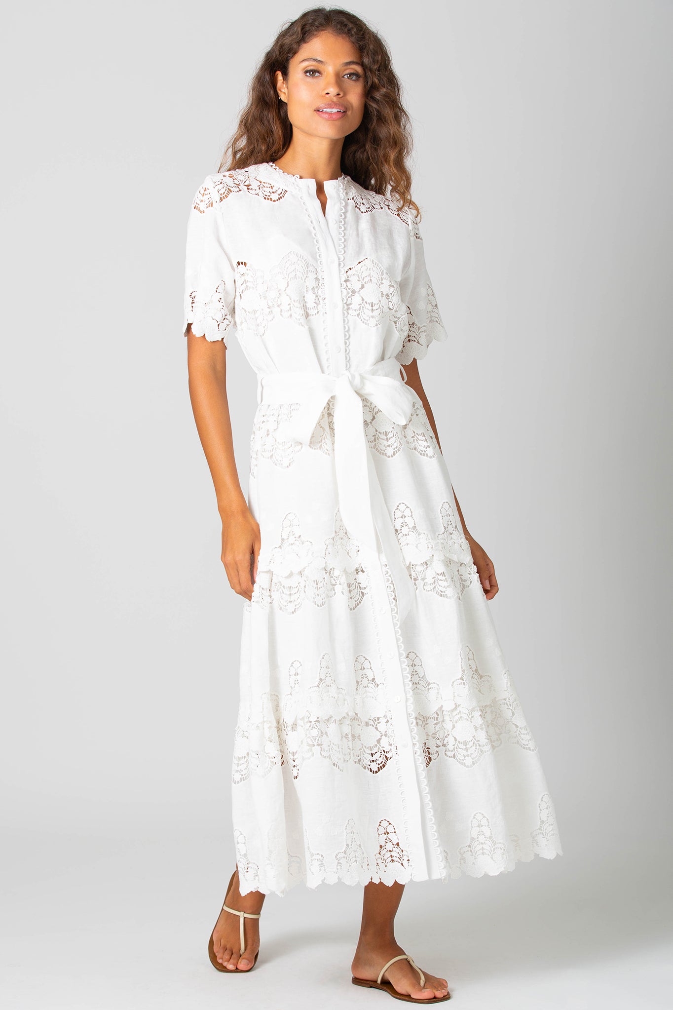 Romilly Cloisters Linen Embroidery Dress – Miguelina