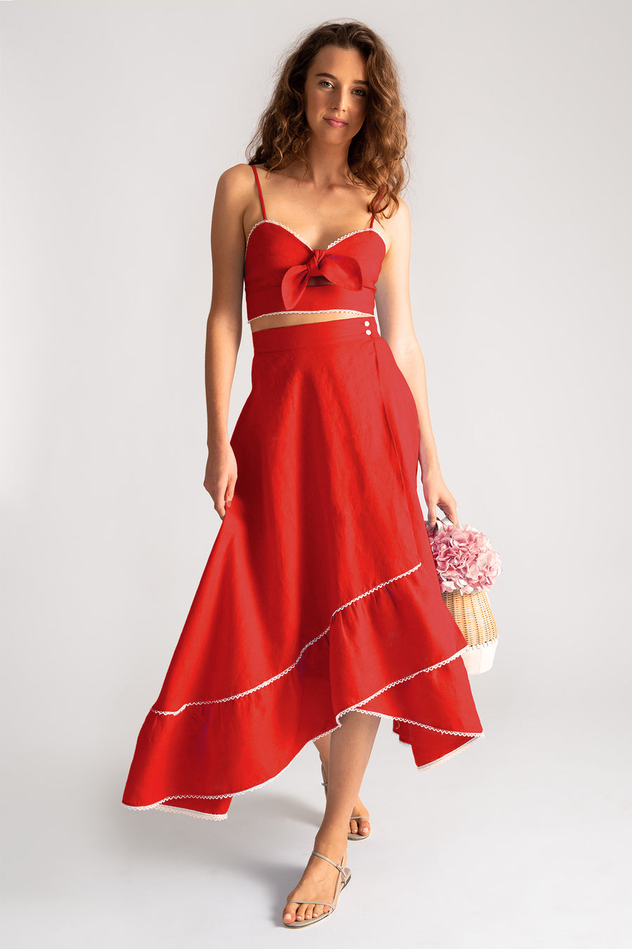 Irene Linen Bralette - Tomato