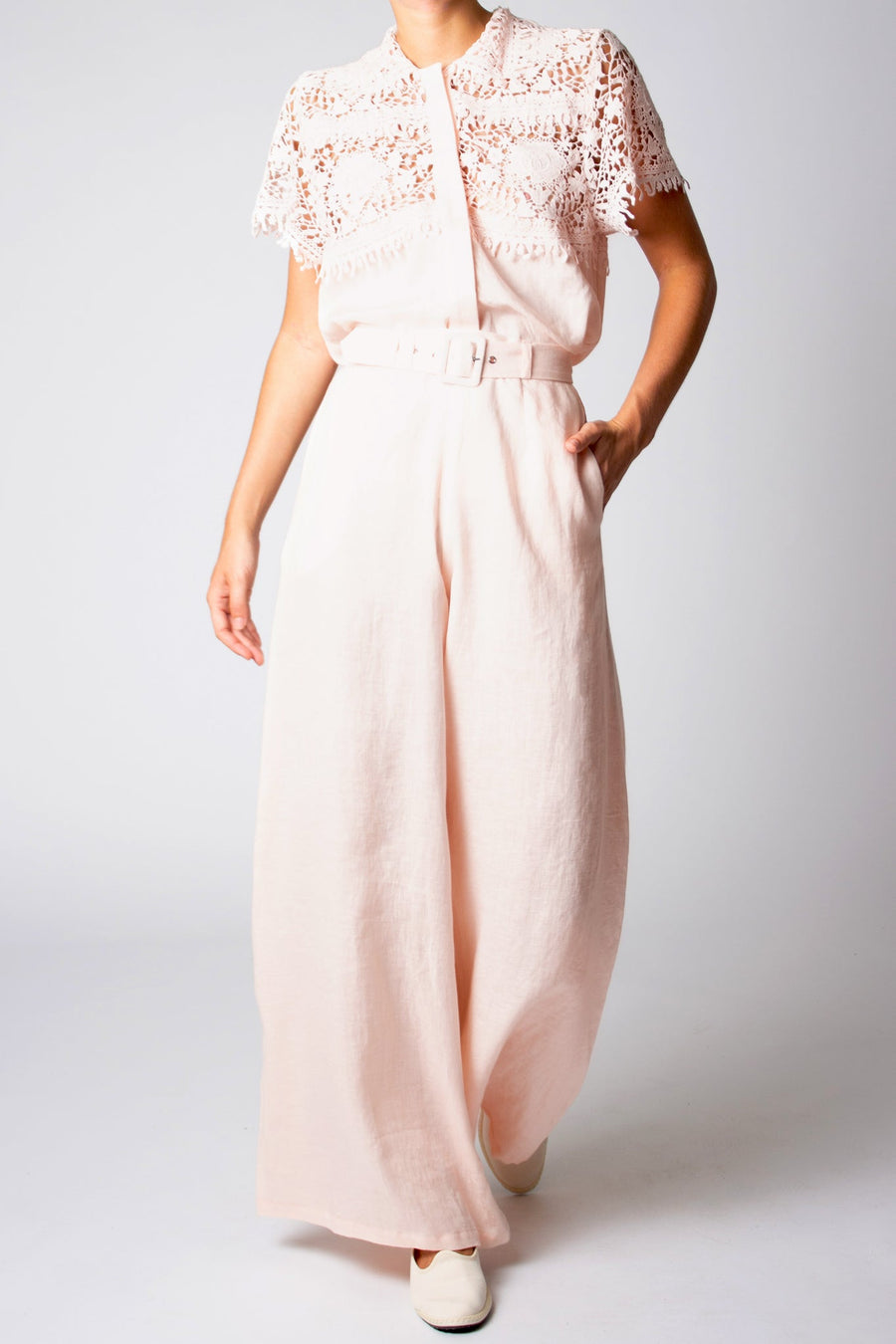 Pauline Linen and Lace Top