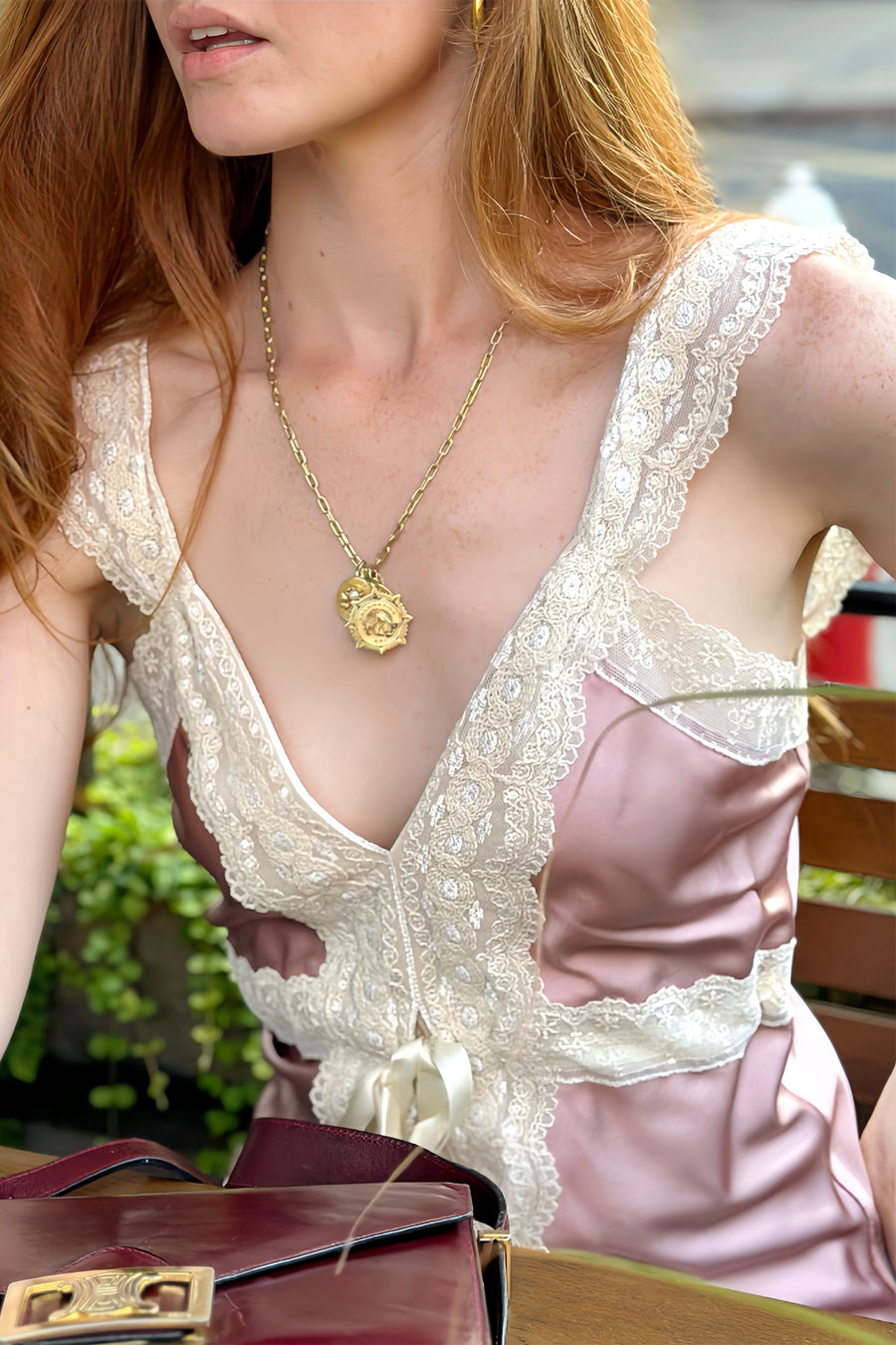 Stephanie Silk and Lace Cami - Fig
