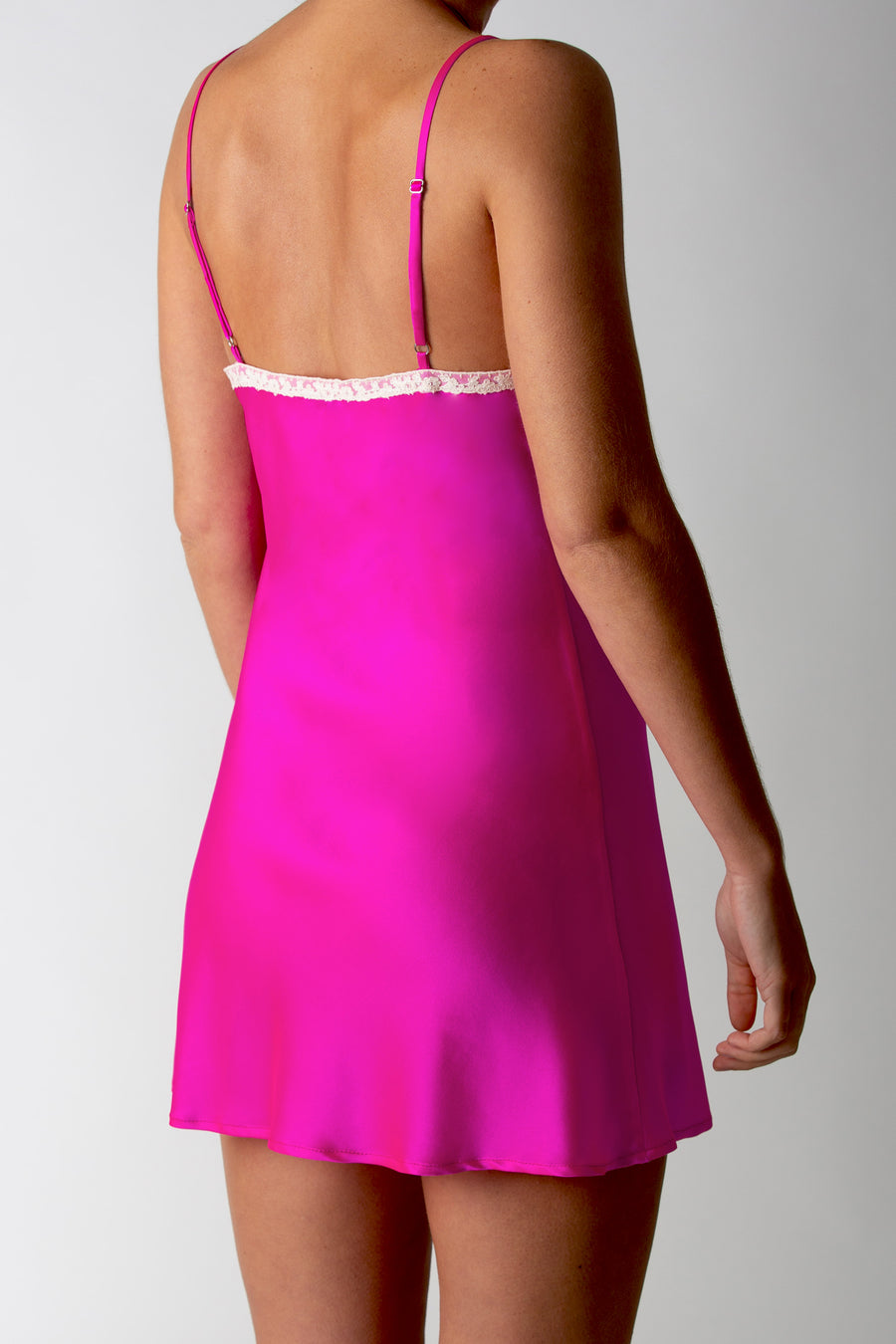 Claire Short Silk Nightgown - Fuchsia