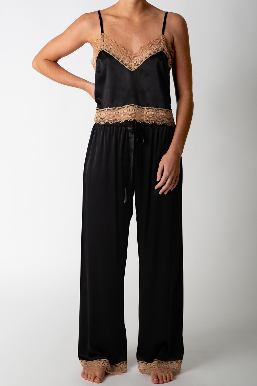 Diana Silk Pajama Pant - Black
