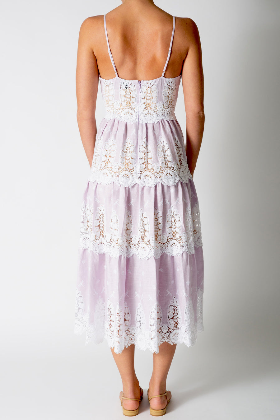 Lotte Dragonfly Embroidered Linen Dress in Lavender