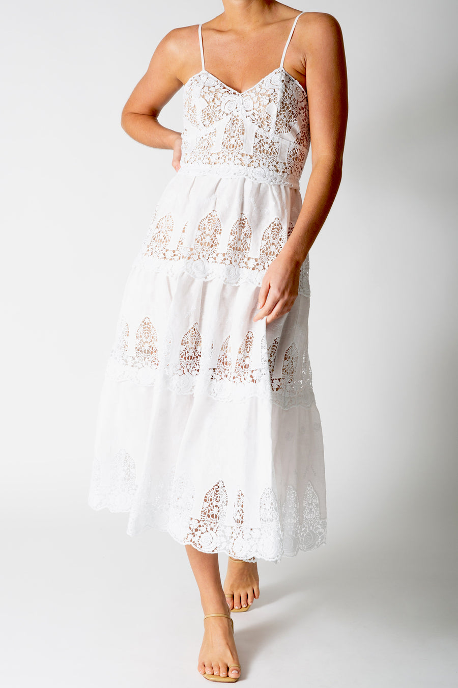 Lotte Linen Embroidered Dress - Pure White