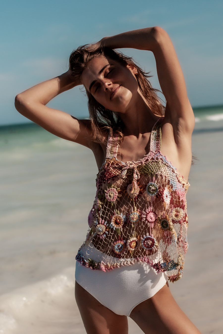 Bruna Filet Lace Mini Top in Lollipop