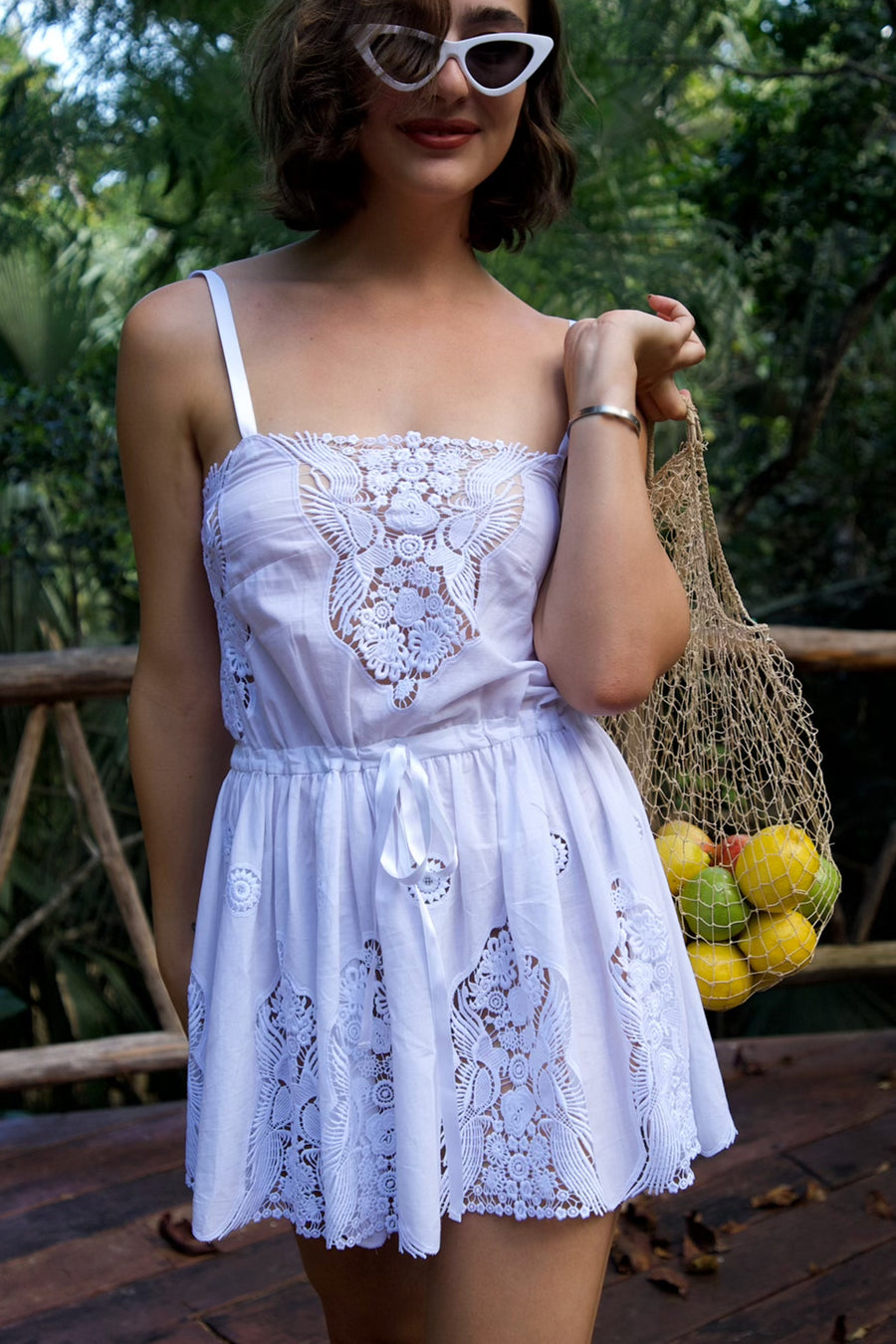 Embroidery mini dress top