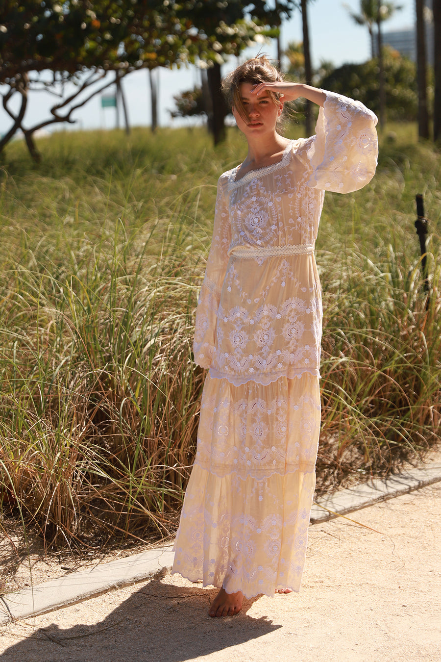Charlize Floating Flower Voile Dress Miguelina Charlize Floating Flower Voile Dress Miguelina