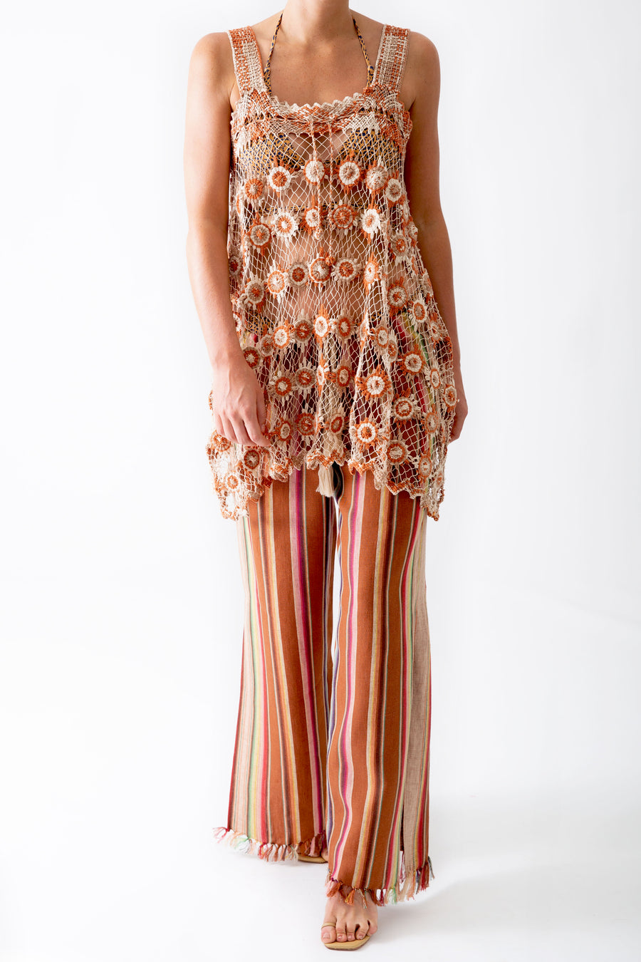Vana Filet Lace Coverup in Rust