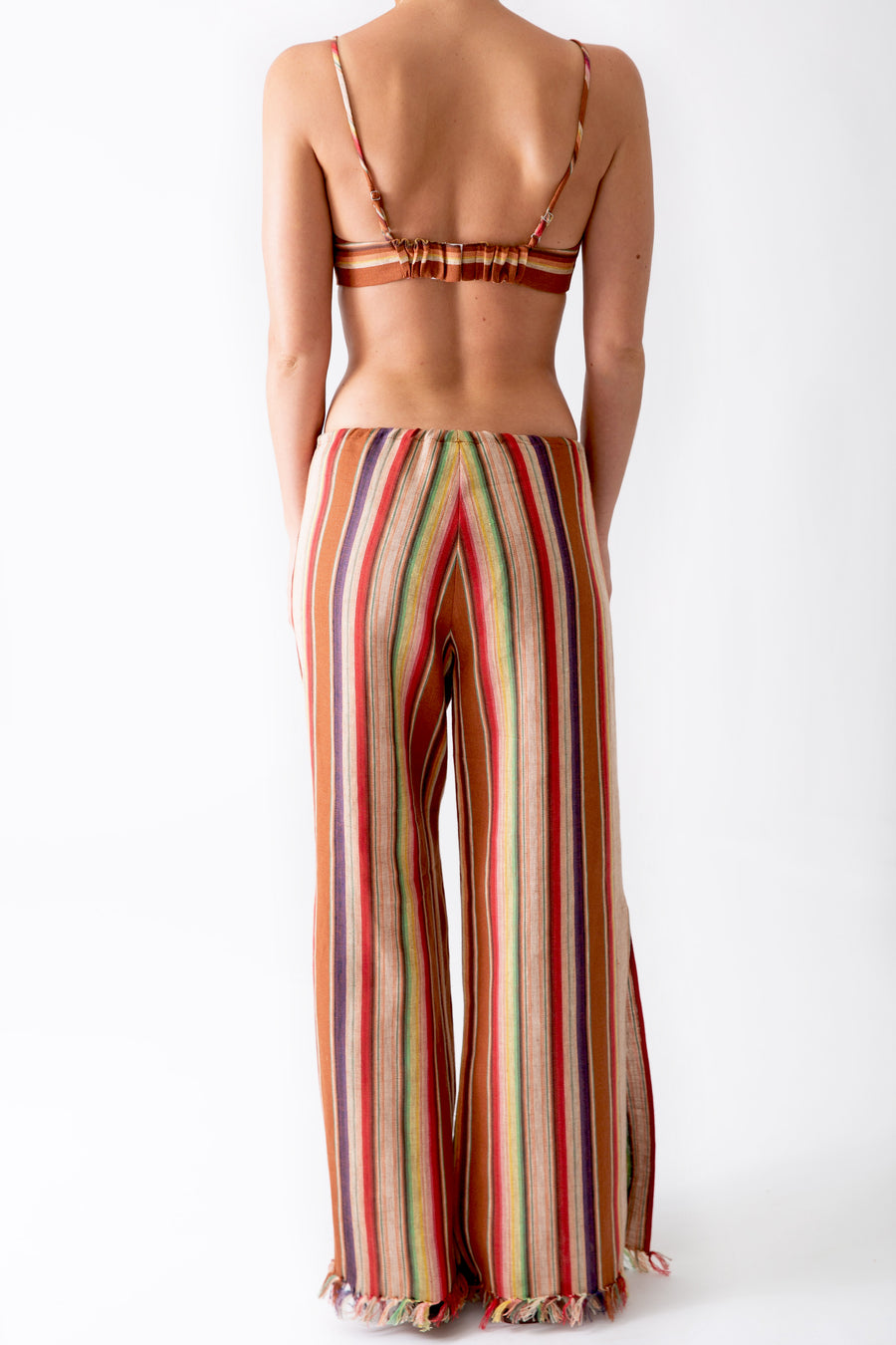 Fifi Rust Stripes Wide-Leg Pants