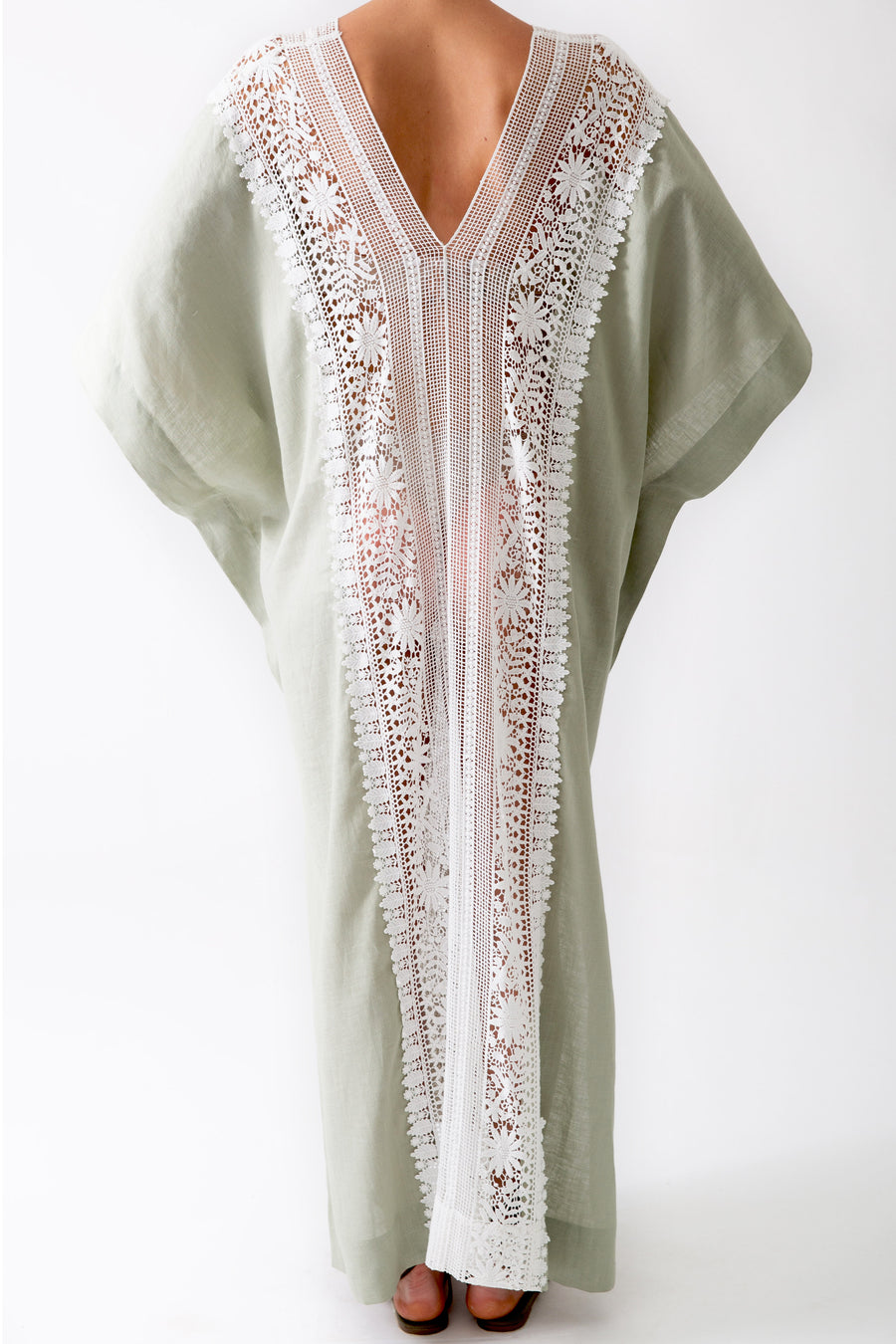 Brea Caftan with New Flower Lace in Sage