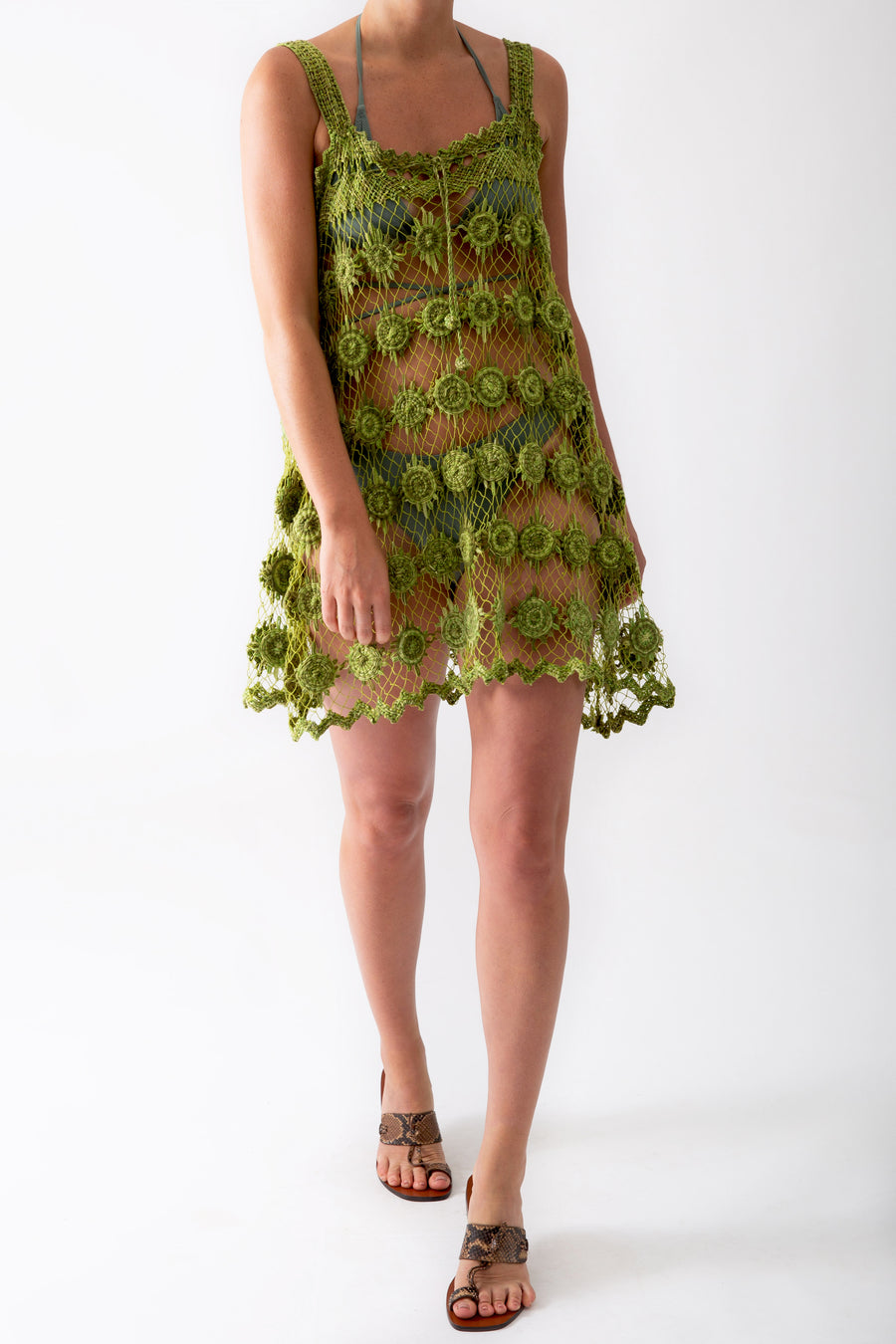 Vana Filet Lace Coverup in Green