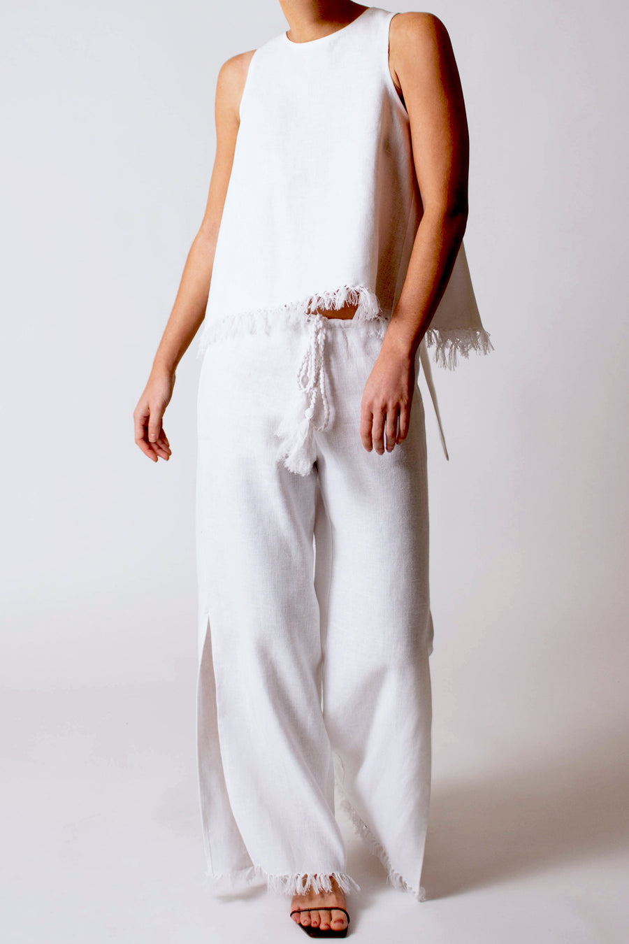 Micha Sorrento Linen Fringed Top