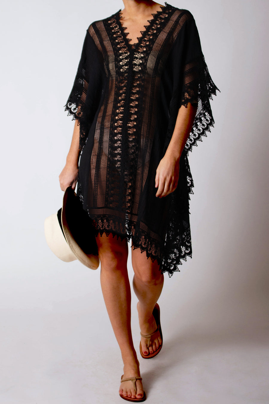 Tyra Gauze Caftan - Black