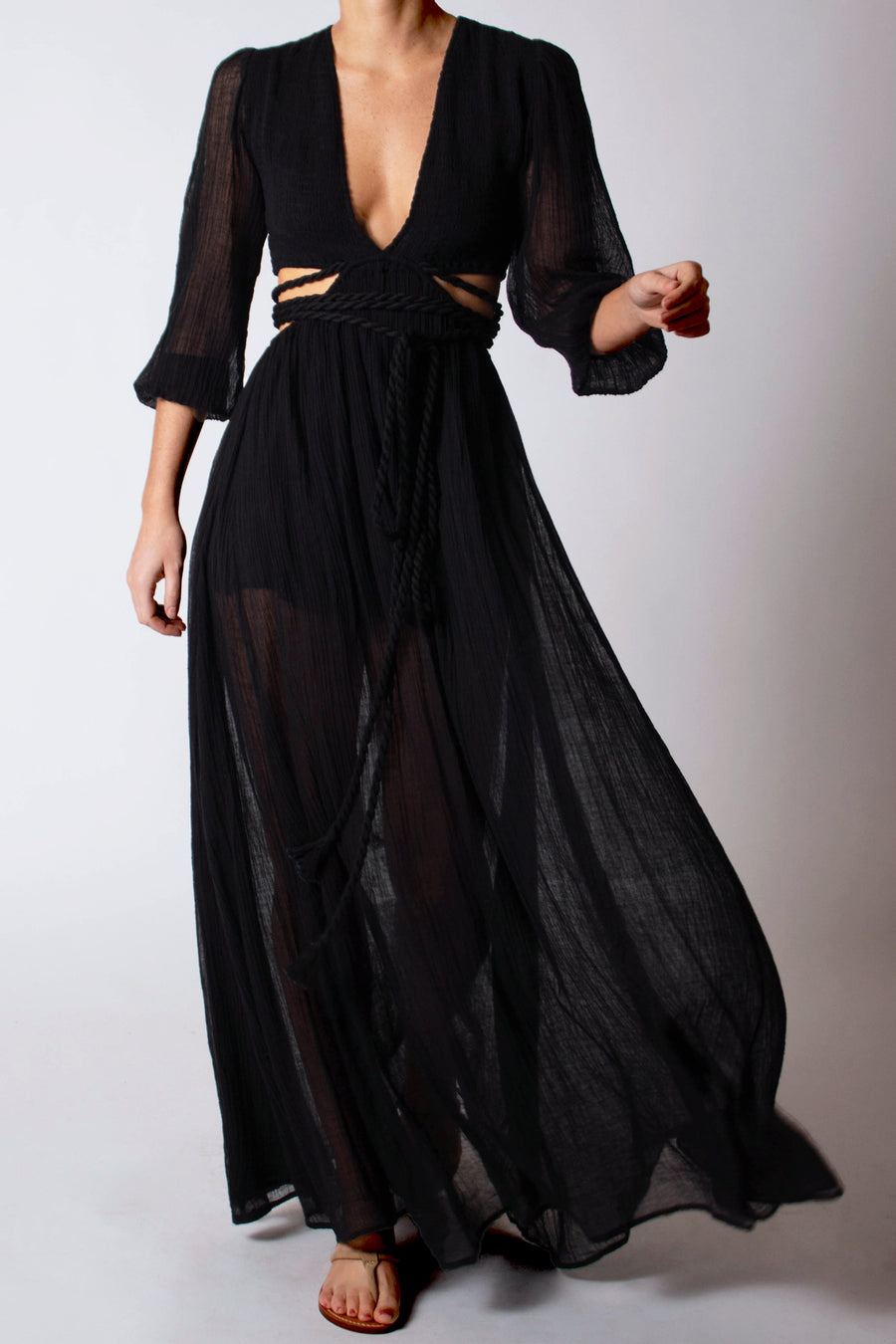 Farrah Gauze Dress - Black