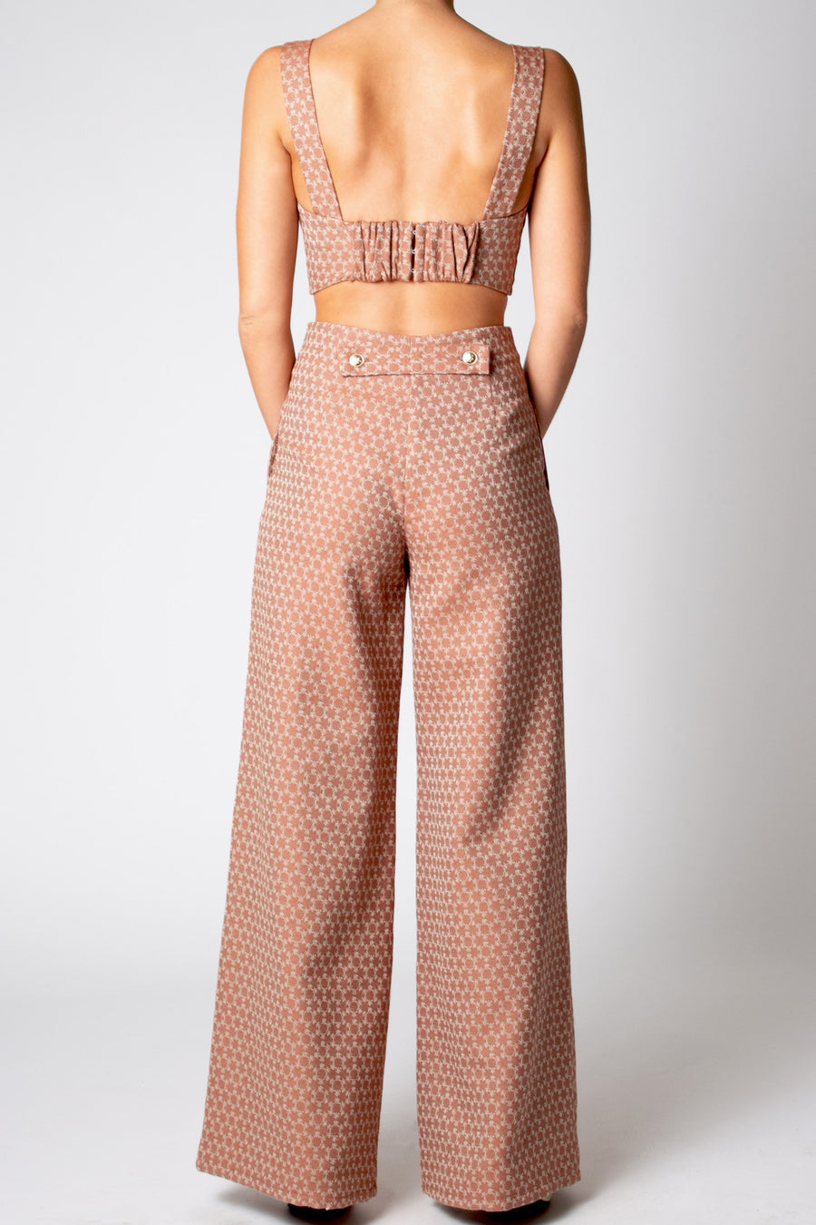 Lorraine Monogram Cotton Top - Espresso