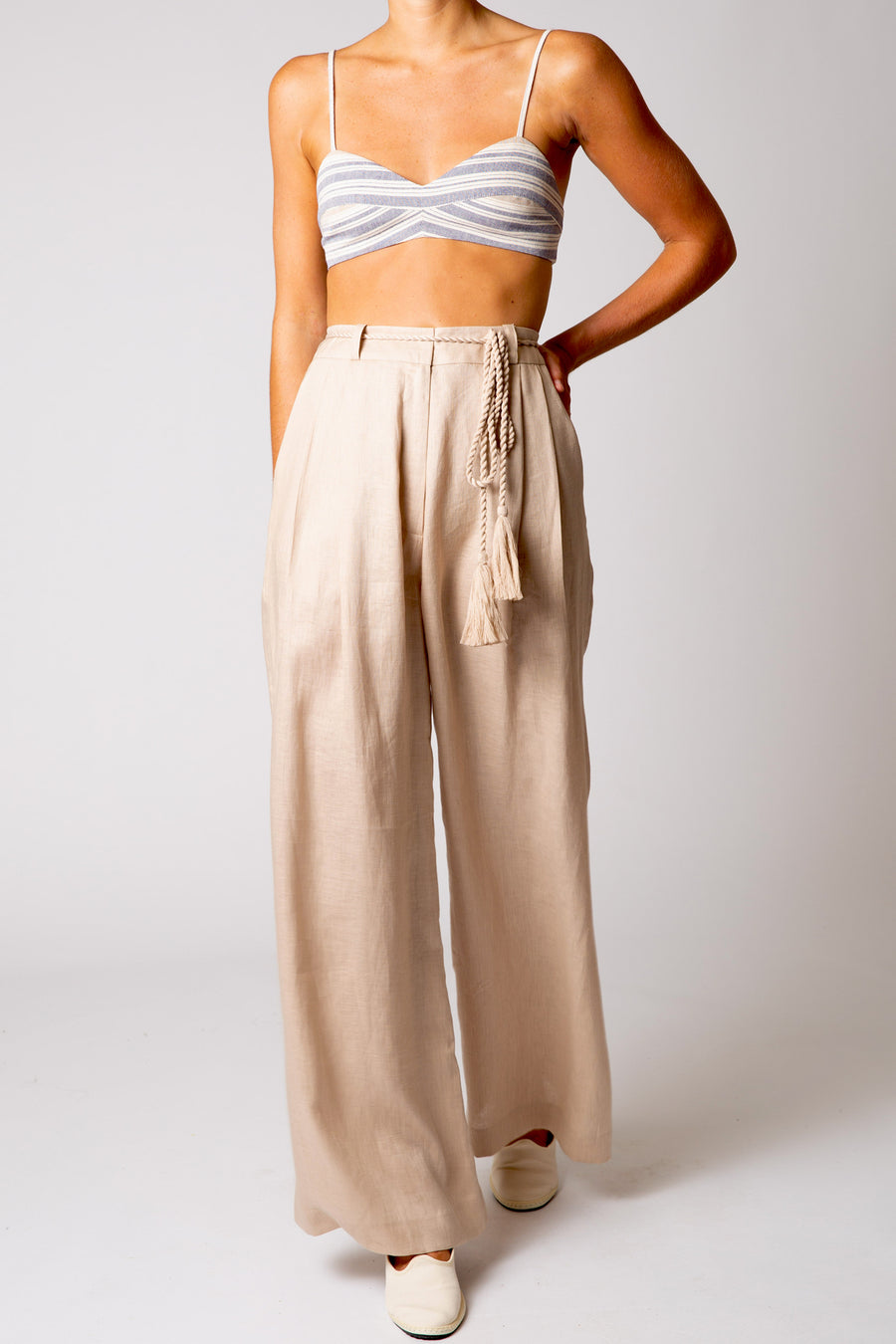 Ainsley Linen Pant - Khaki Sand