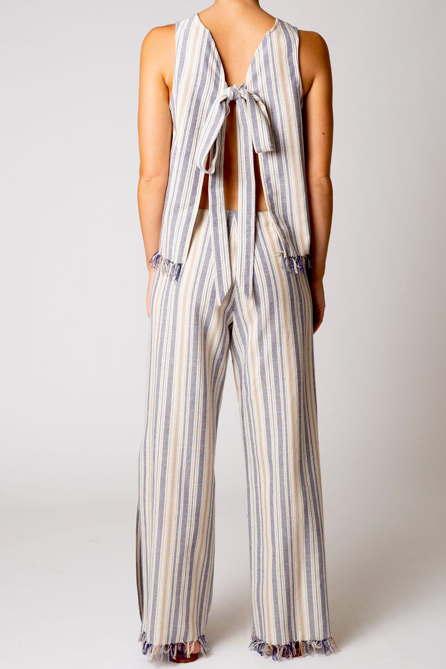Micha Striped Fringe Top