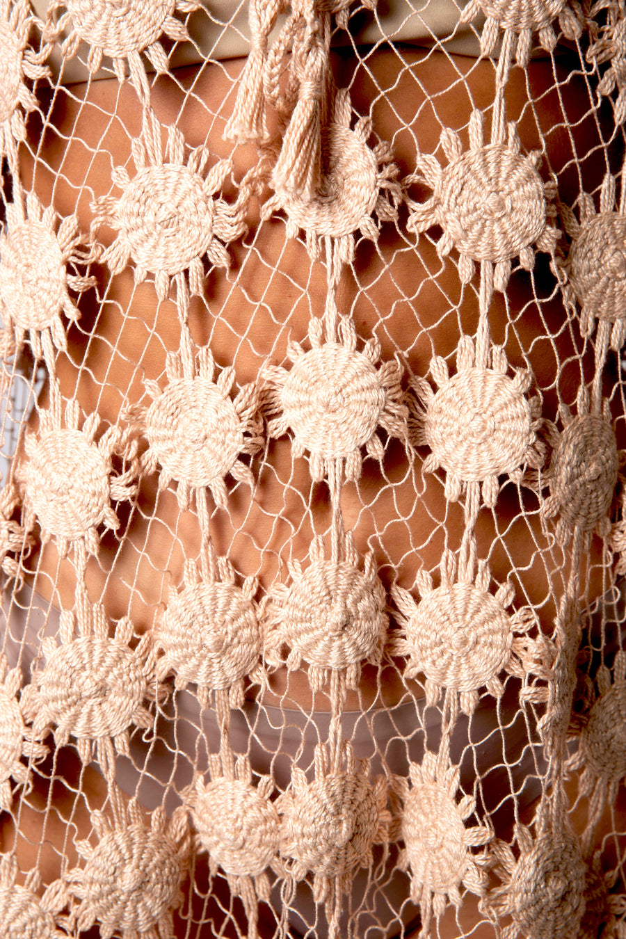 Vana Filet Lace Mini Dress - Khaki Sand