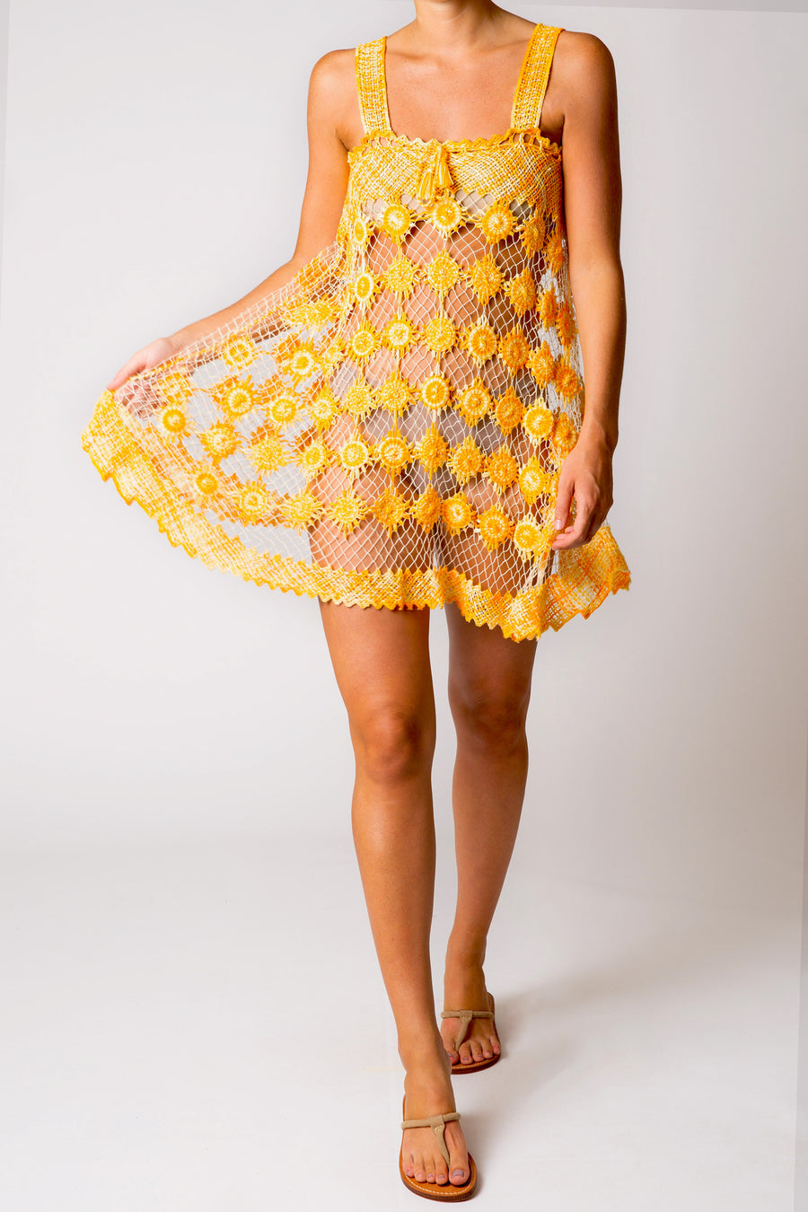 Vana Filet Lace Mini Dress - Sunshine