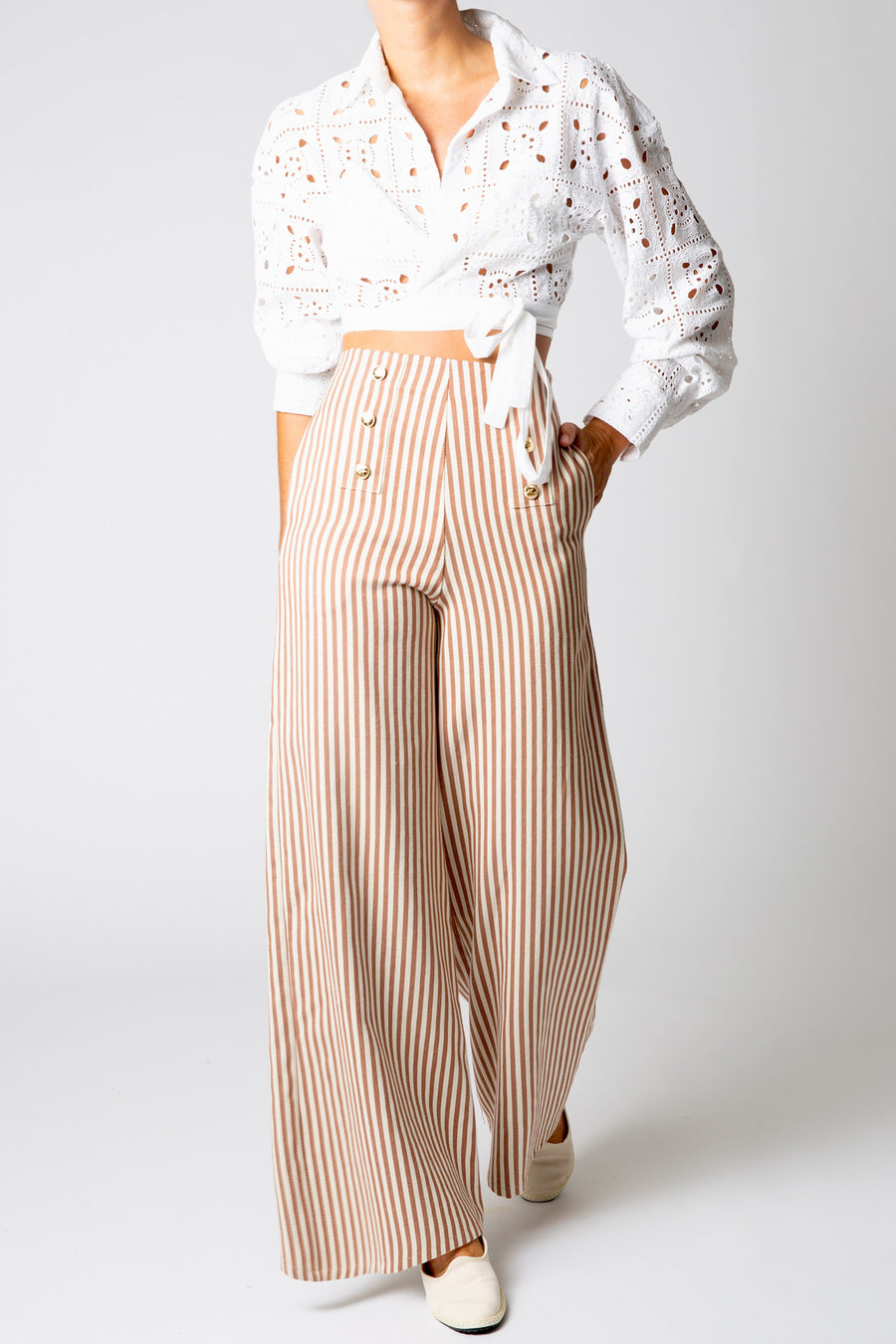 Savannah Patchwork Eyelet Wrap Top