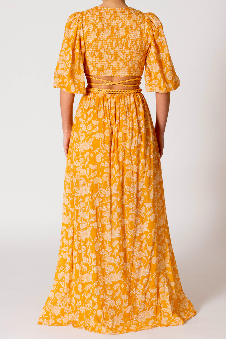 Farrah Printed Gauze Dress - Honey
