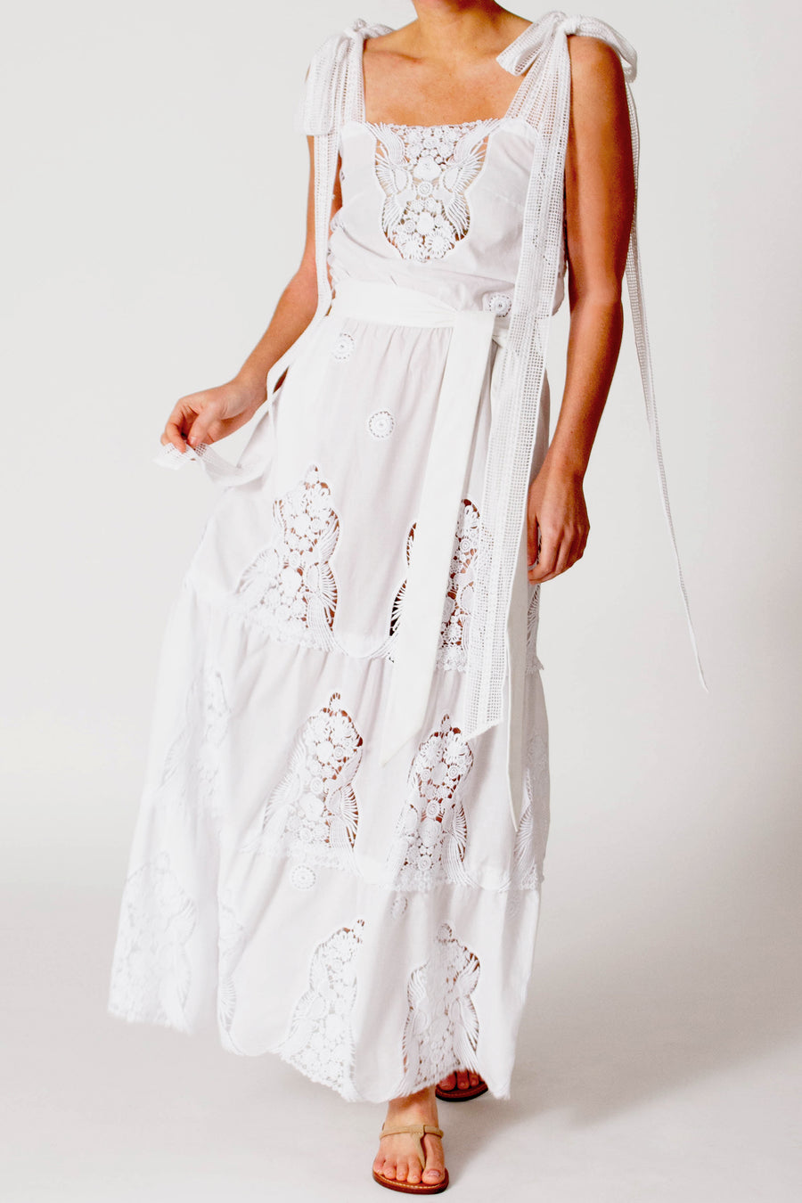 Fatema Crochet-Trimmed Dress - Pure White