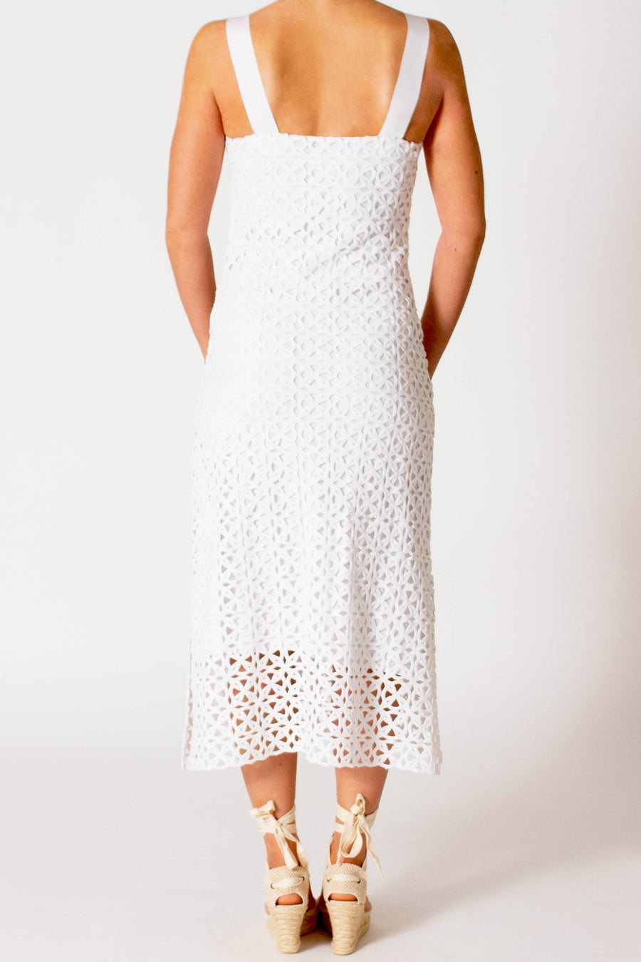 Blake Circle Lace Midi Dress - Pure White