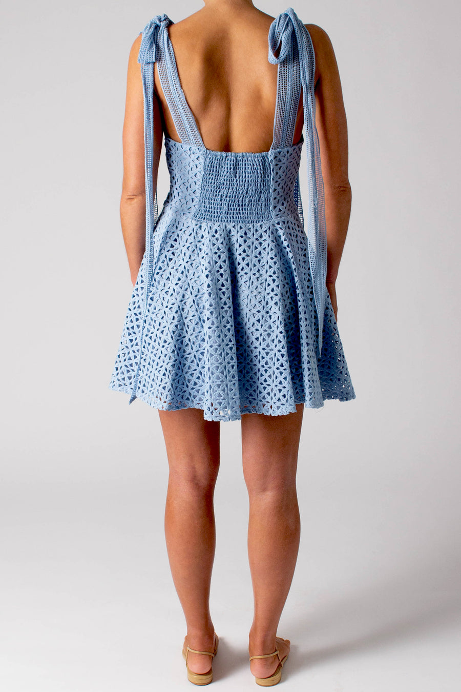 Lily Circle Lace Mini Dress - French Blue