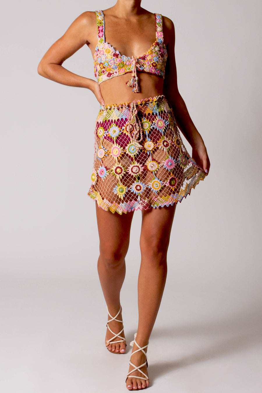 Telma Filet Lace Skirt in Lollipop