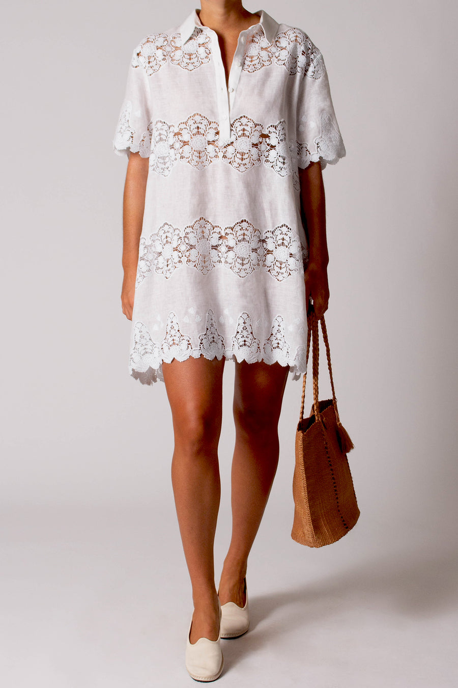 Elle Cloisters Linen Embroidery Coverup