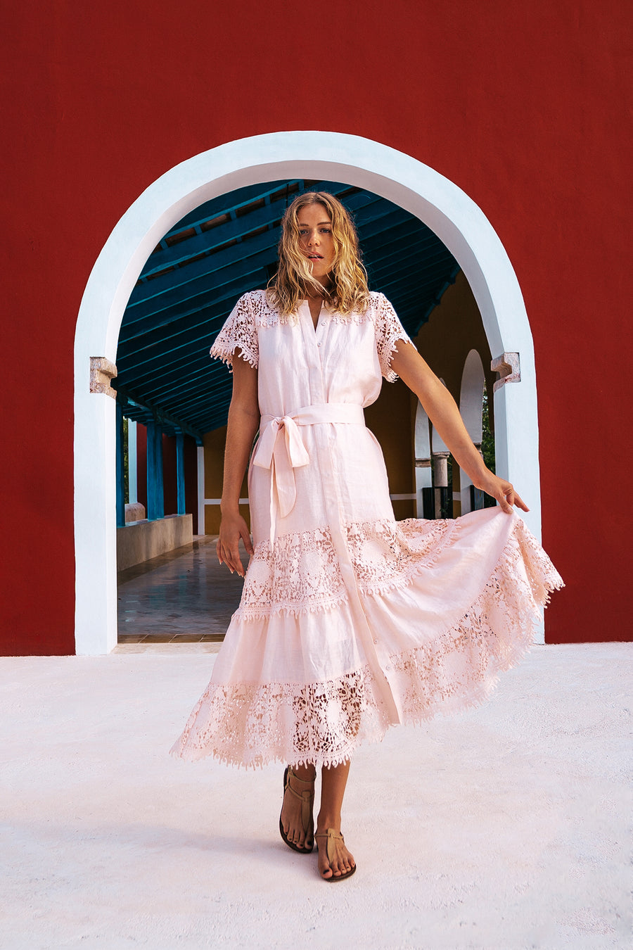 Bethany Dress in Tea Rose Linen
